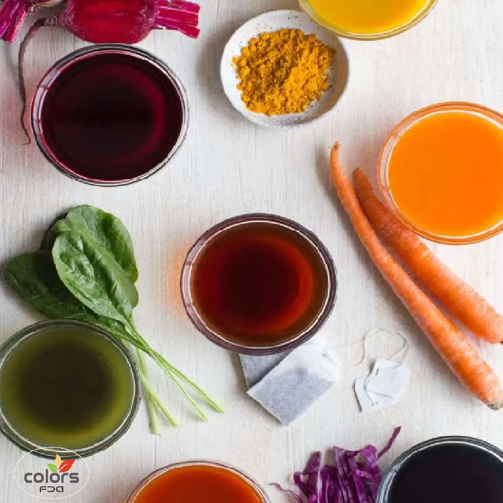 ألوان طعام طبيعية مستخرجة من الفواكه والنباتات العضوية من إنتاج شركة colorsfda - حلول تلوين غذائية صحية وآمنة.